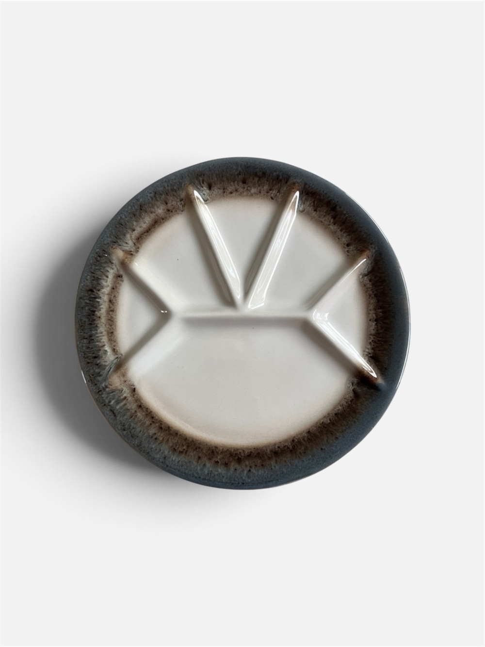 Beauceware Vintage Canadian Pottery Fondue Plates, Drip Glaze, 1970 Set of 2.